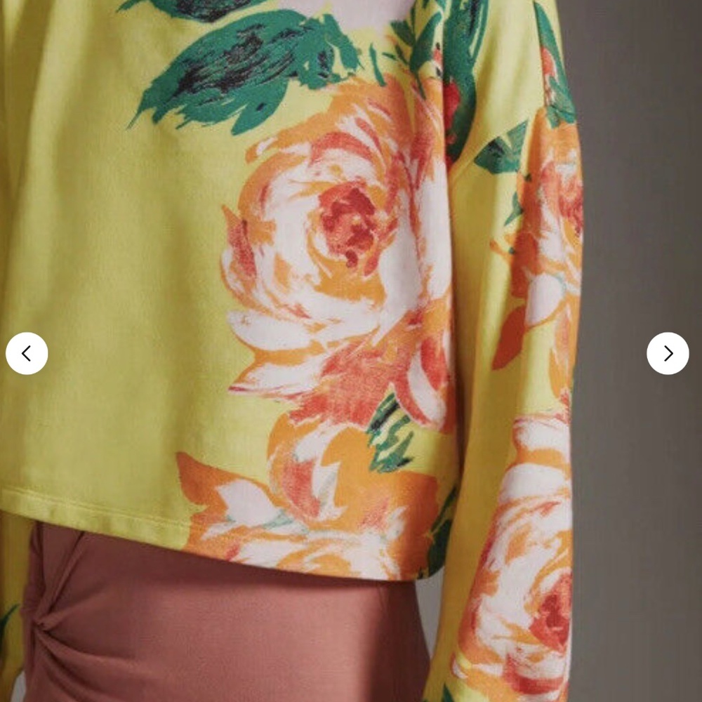 Yellow Floral Cropped Sweatshirt